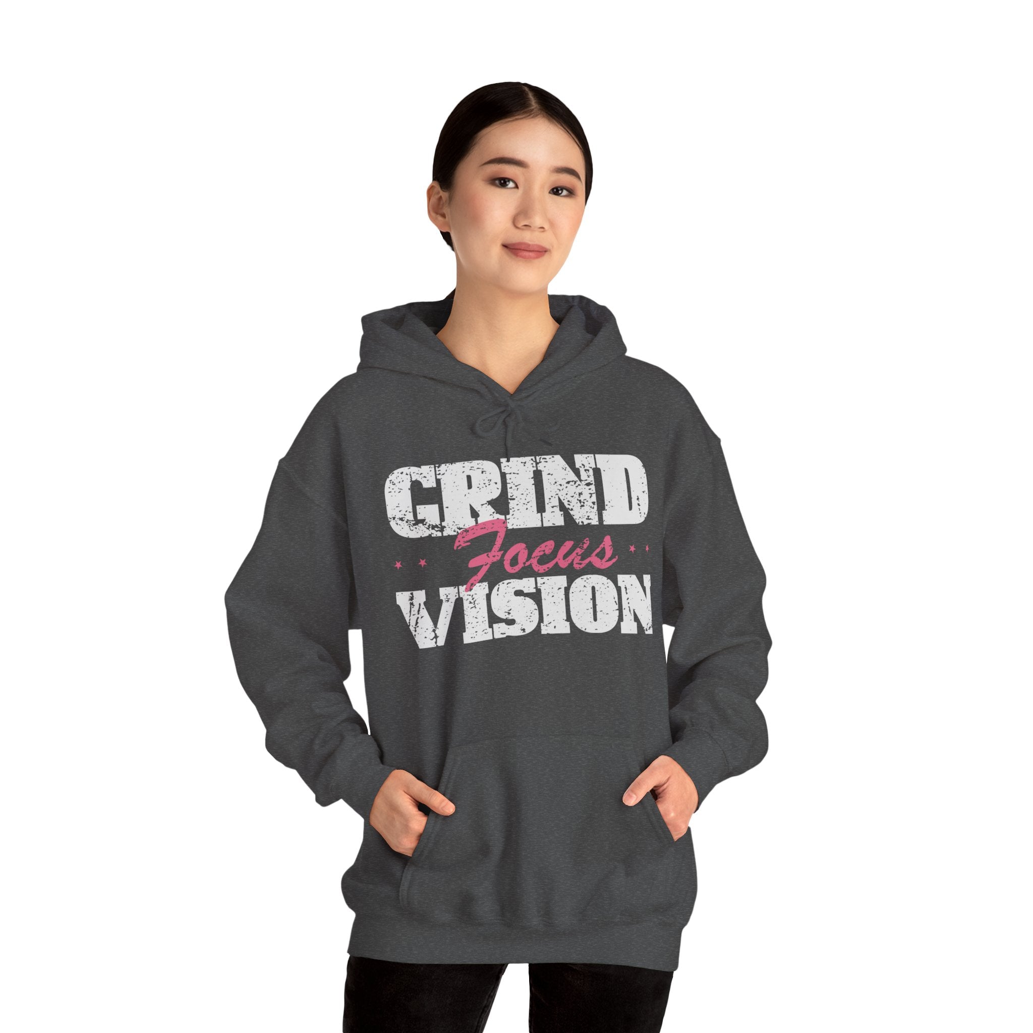 Pink Grind Focus Vision Hoodie — Motivational Gym & Hustle Pullover