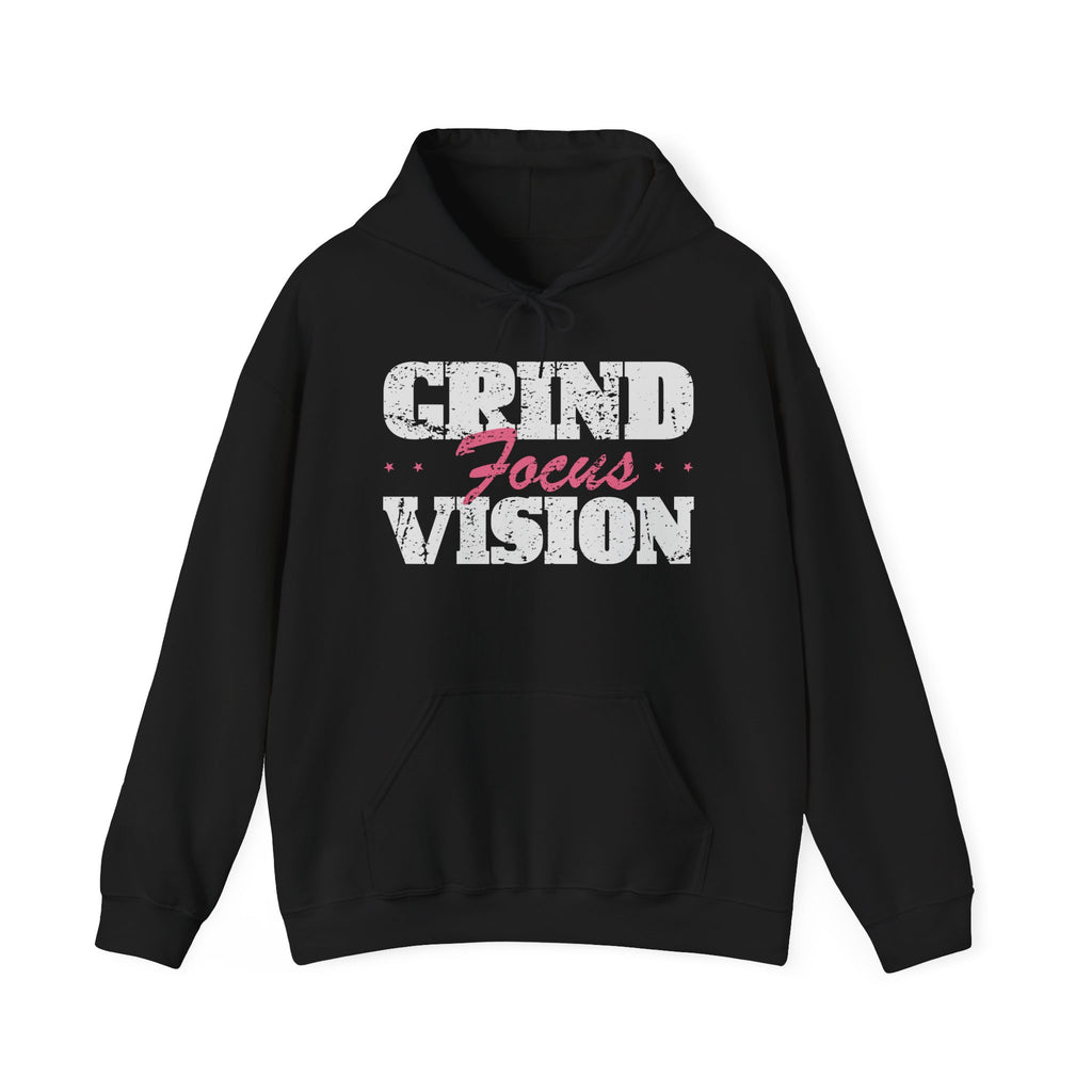 Pink Grind Focus Vision Hoodie — Motivational Gym & Hustle Pullover