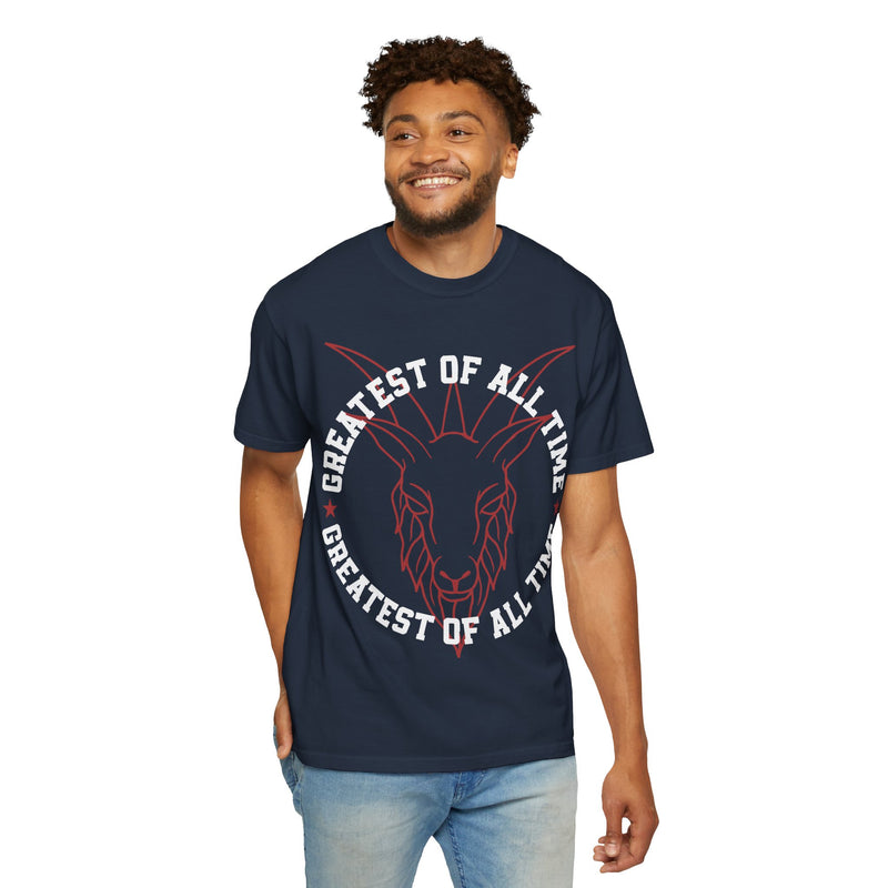 Unisex Garment-Dyed T-shirt - 'Greatest of All Time' Goat Design