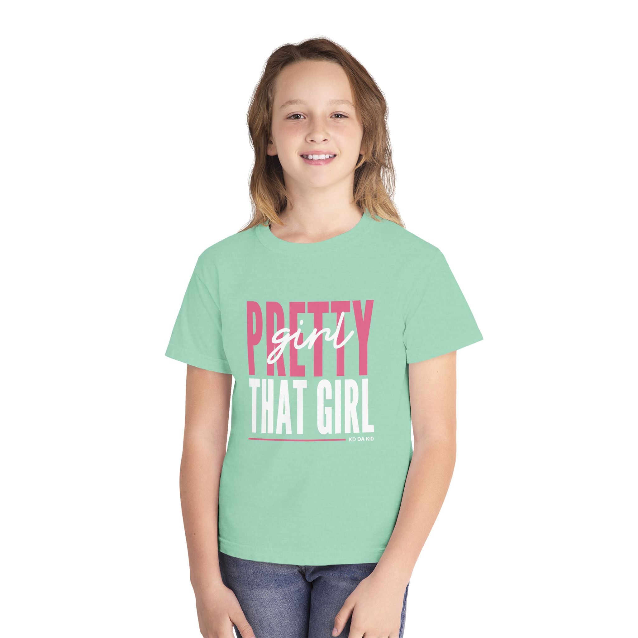 Pretty Girl That Girl Youth Tee - Pastel Yellow Motivational Graphic Shirt