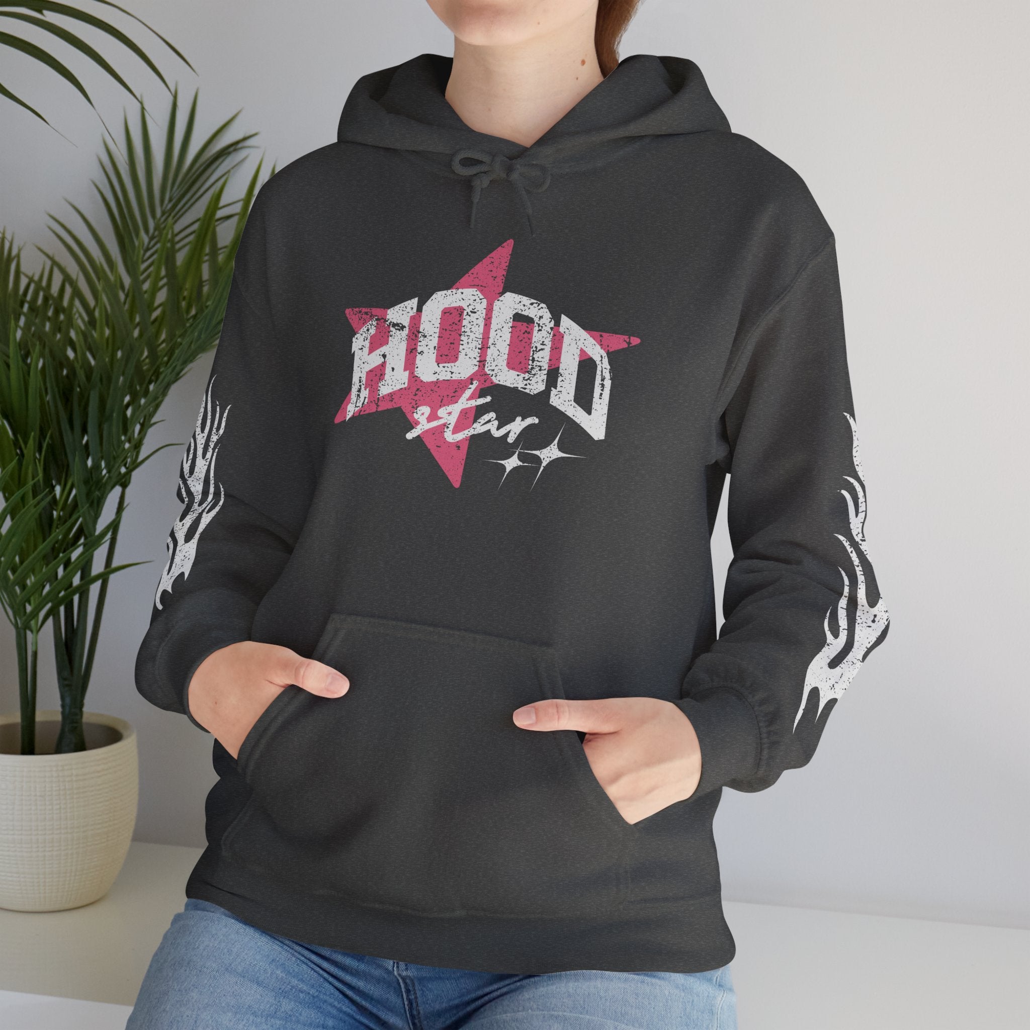 Hoodie — "Hood Star" Flame Sleeve Hoodie (Grind Focus Vision)