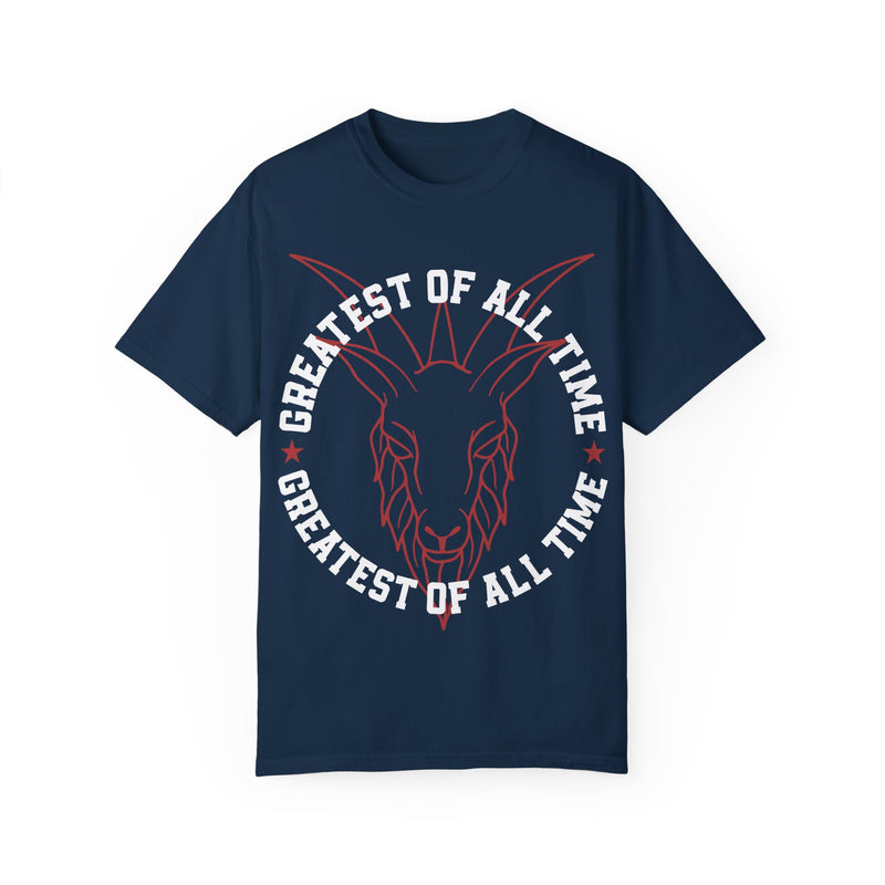 Unisex Garment-Dyed T-shirt - 'Greatest of All Time' Goat Design