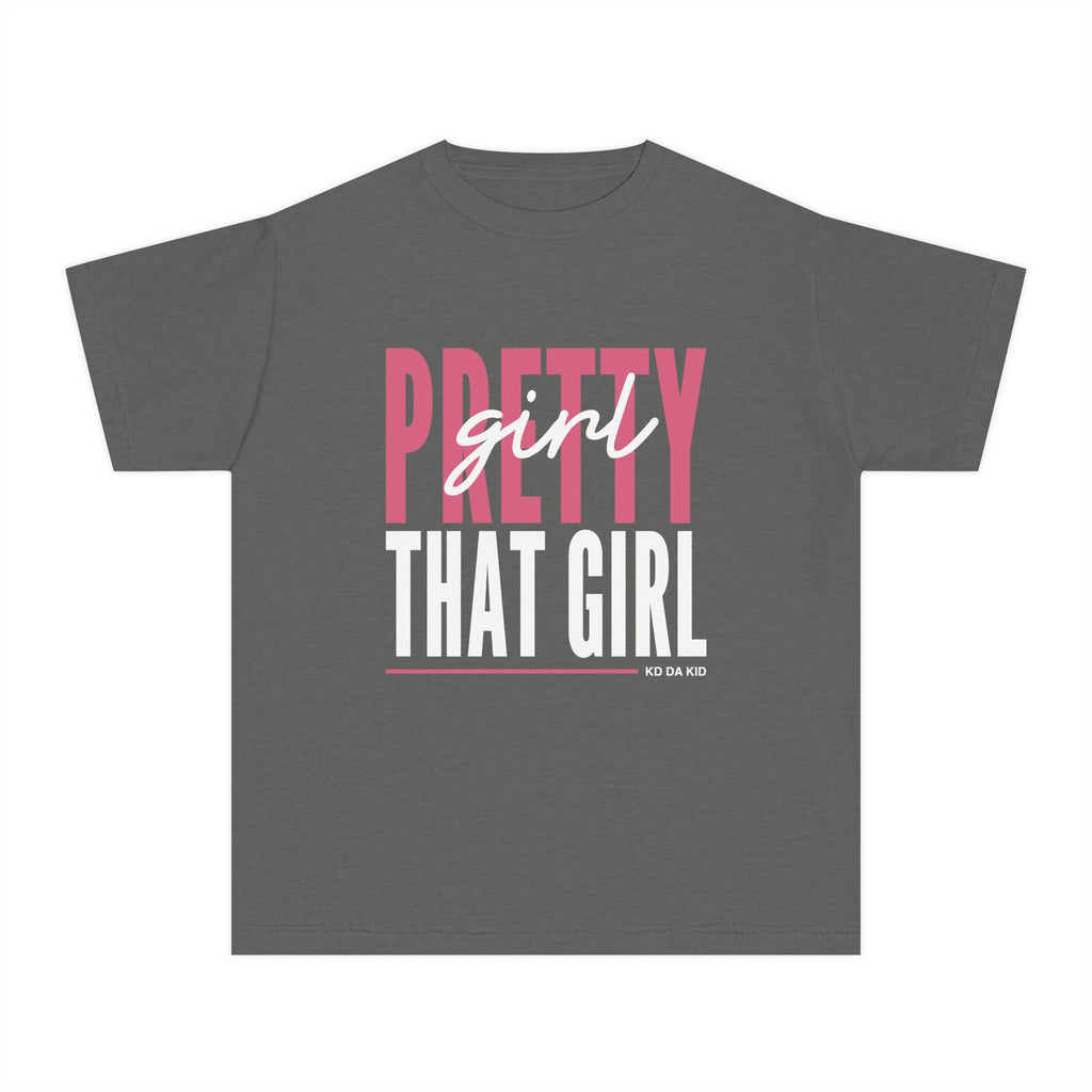 Pretty Girl That Girl Youth Tee - Pastel Yellow Motivational Graphic Shirt