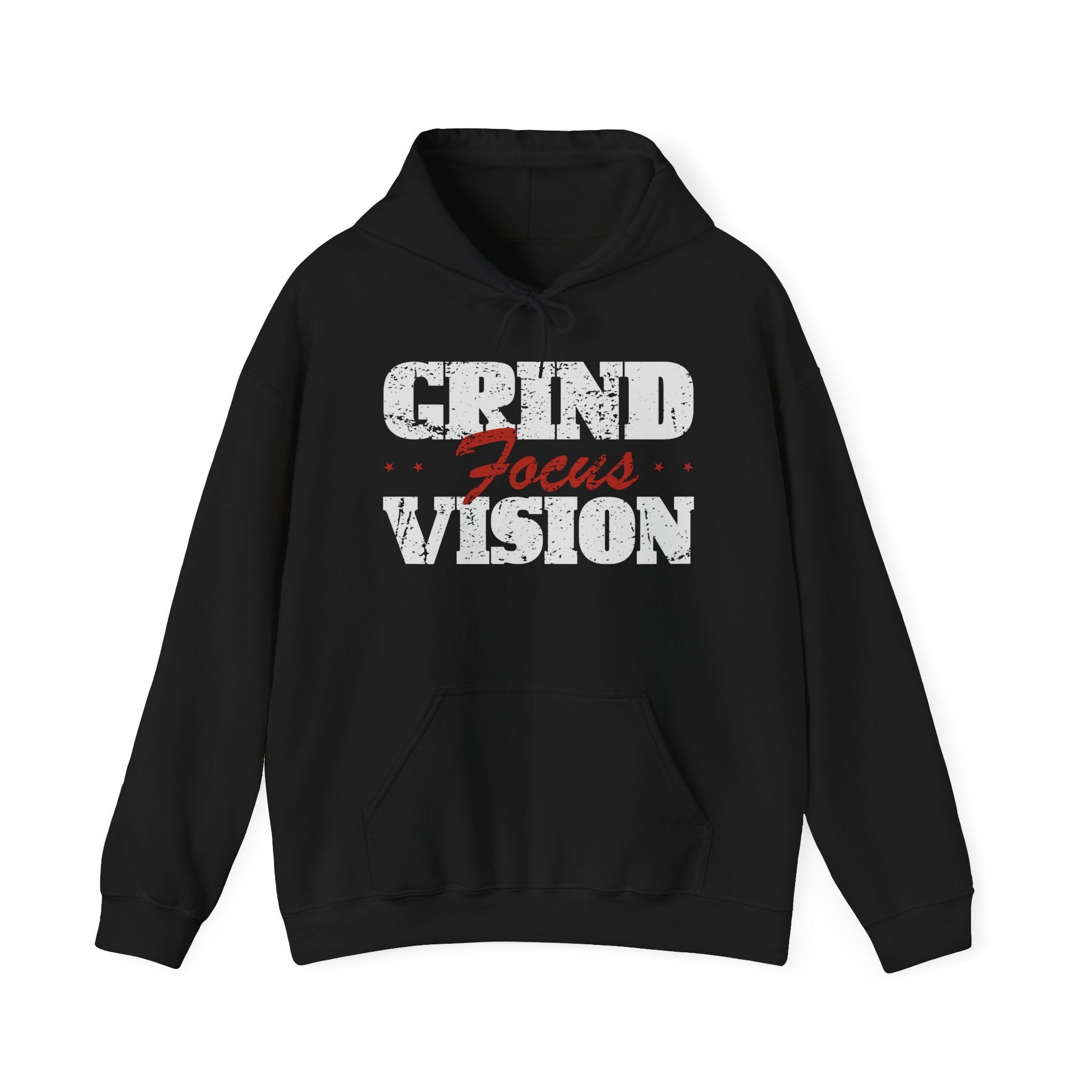 Red Grind Focus Vision Hoodie — Motivational Workout & Streetwear Pullover