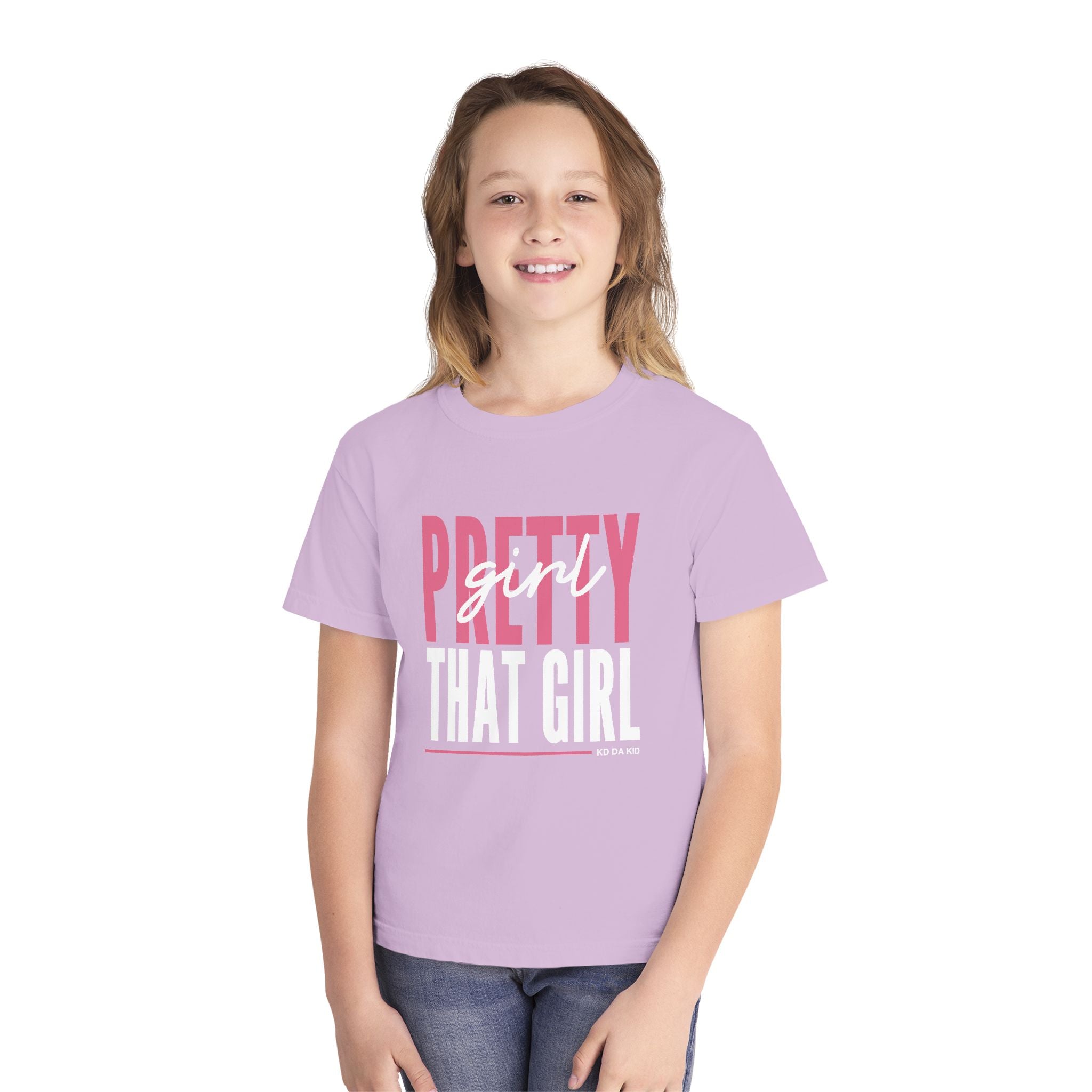 Pretty Girl That Girl Youth Tee - Pastel Yellow Motivational Graphic Shirt