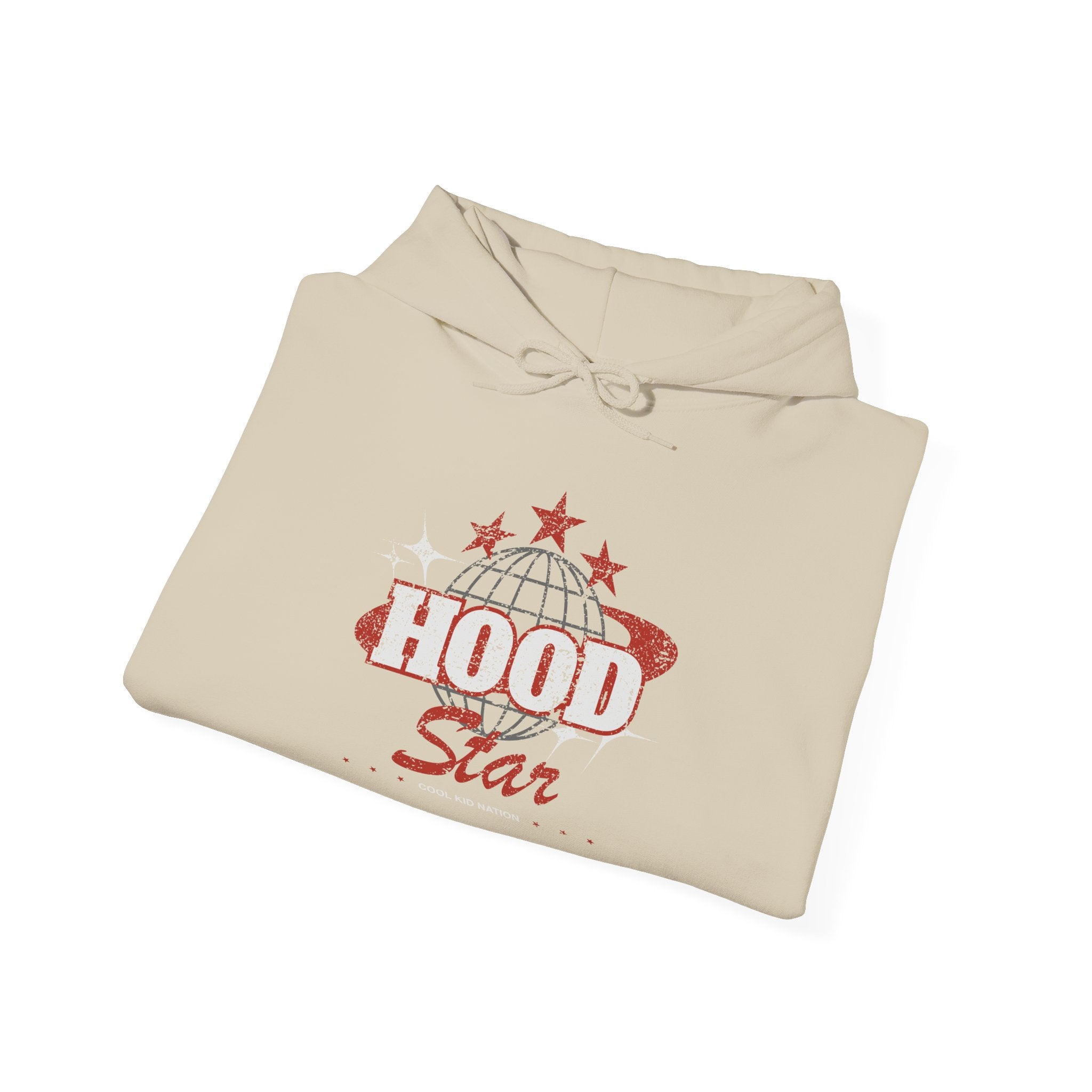 Hood Star Hoodie — Retro Globe Graphic Pullover