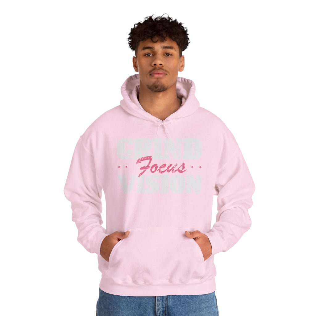 Pink Grind Focus Vision Hoodie — Motivational Gym & Hustle Pullover