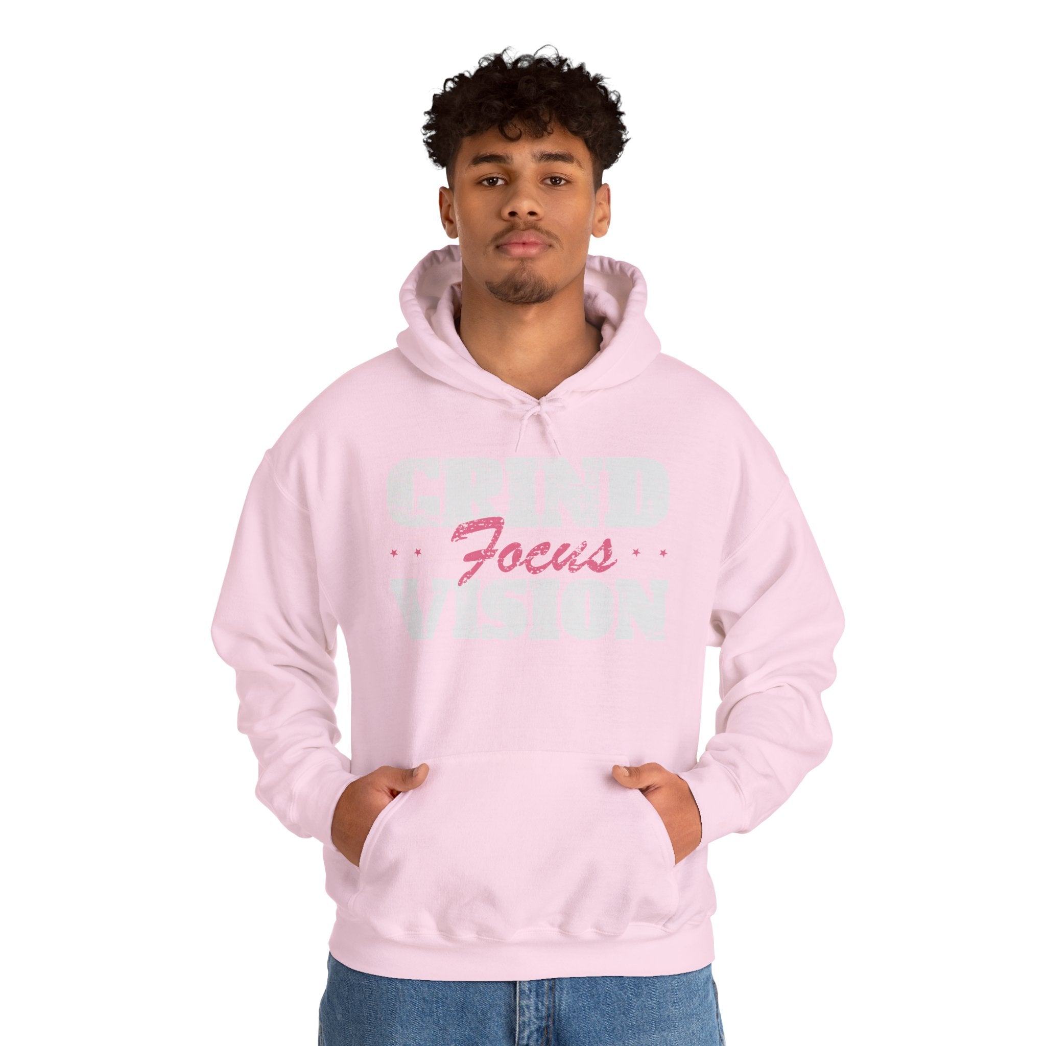 Pink Grind Focus Vision Hoodie — Motivational Gym & Hustle Pullover