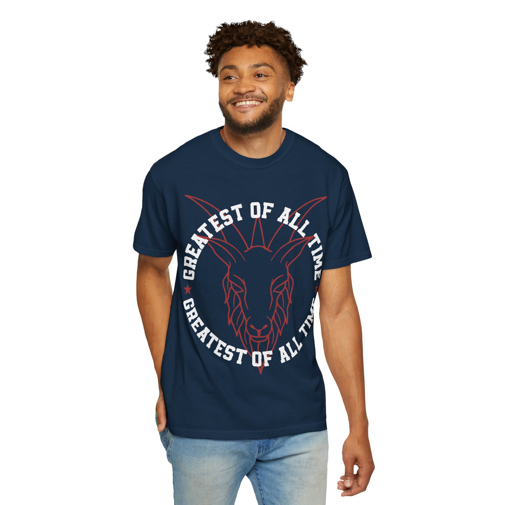 Unisex Garment-Dyed T-shirt - 'Greatest of All Time' Goat Design