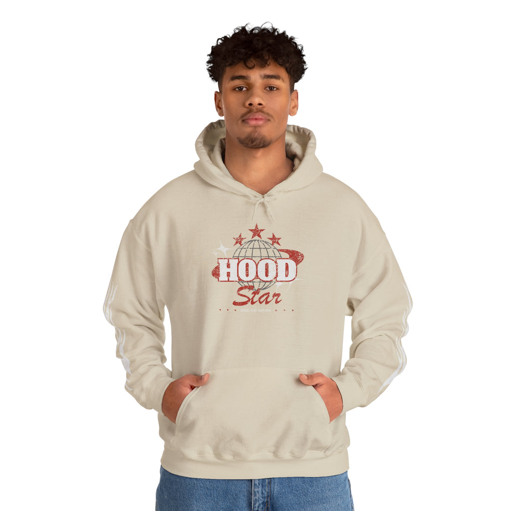 Hood Star Hoodie — Retro Globe Graphic Pullover