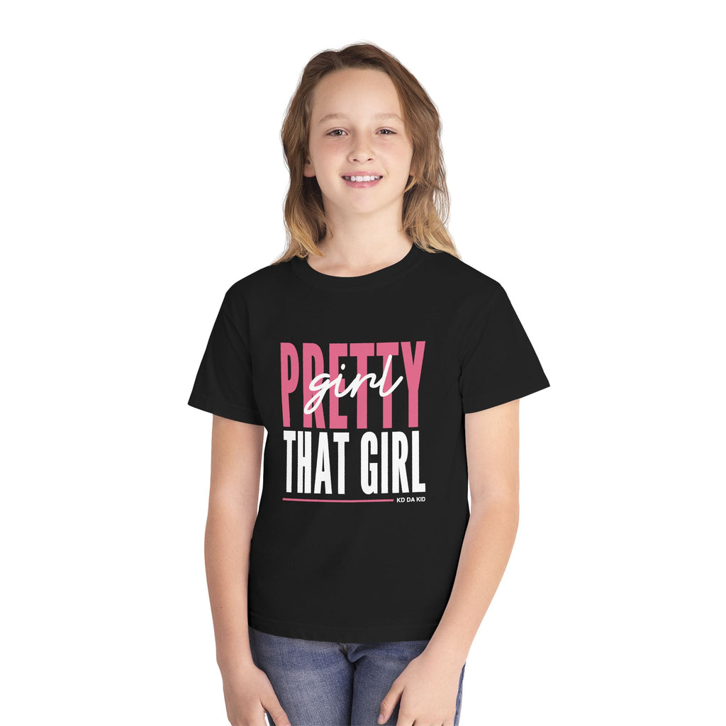 Pretty Girl That Girl Youth Tee - Pastel Yellow Motivational Graphic Shirt