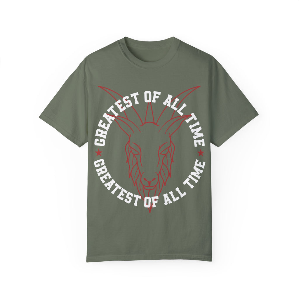 Unisex Garment-Dyed T-shirt - 'Greatest of All Time' Goat Design