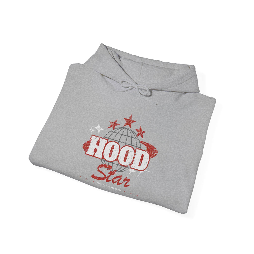 Hood Star Hoodie — Retro Globe Graphic Pullover