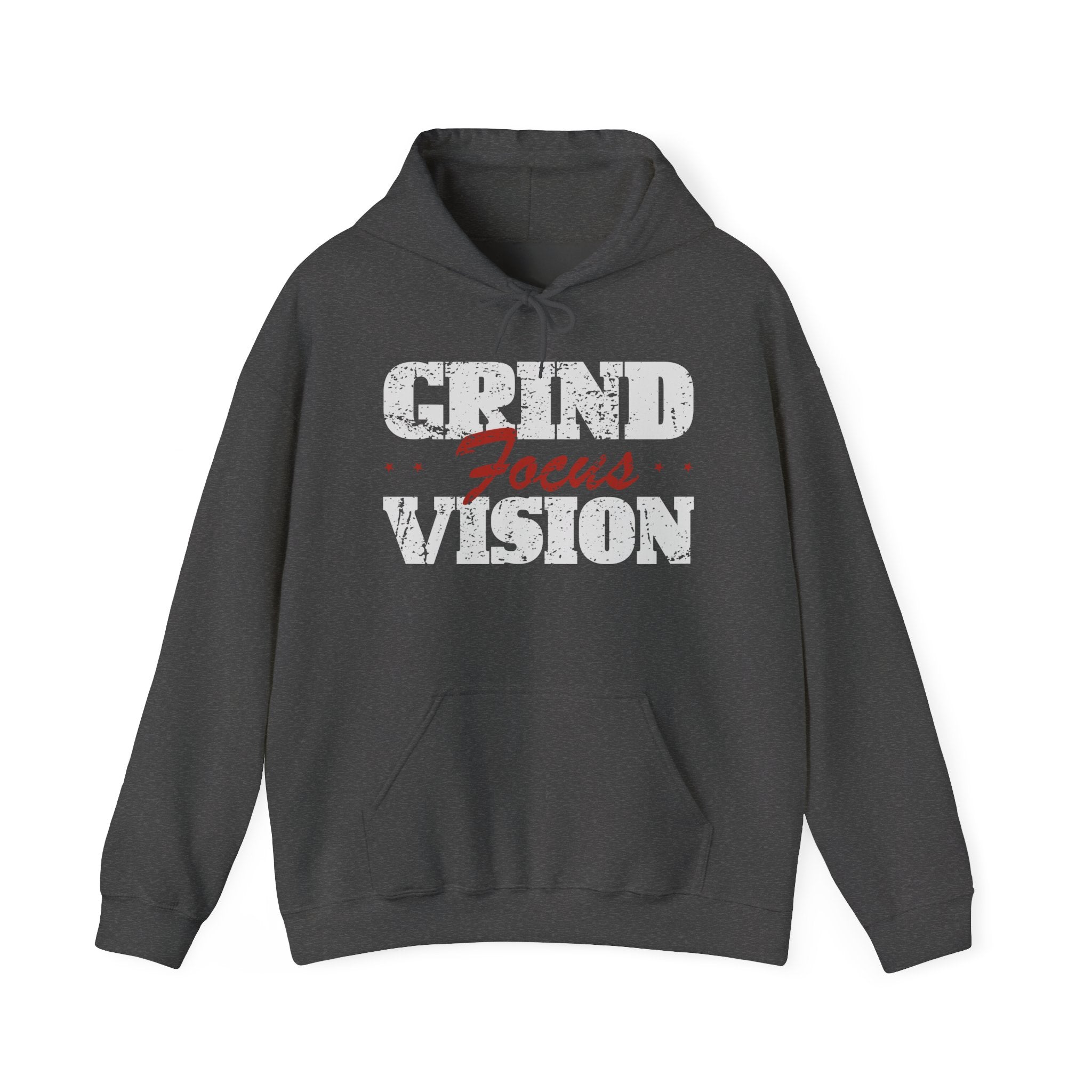 Red Grind Focus Vision Hoodie — Motivational Workout & Streetwear Pullover