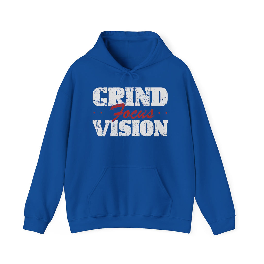 Red Grind Focus Vision Hoodie — Motivational Workout & Streetwear Pullover