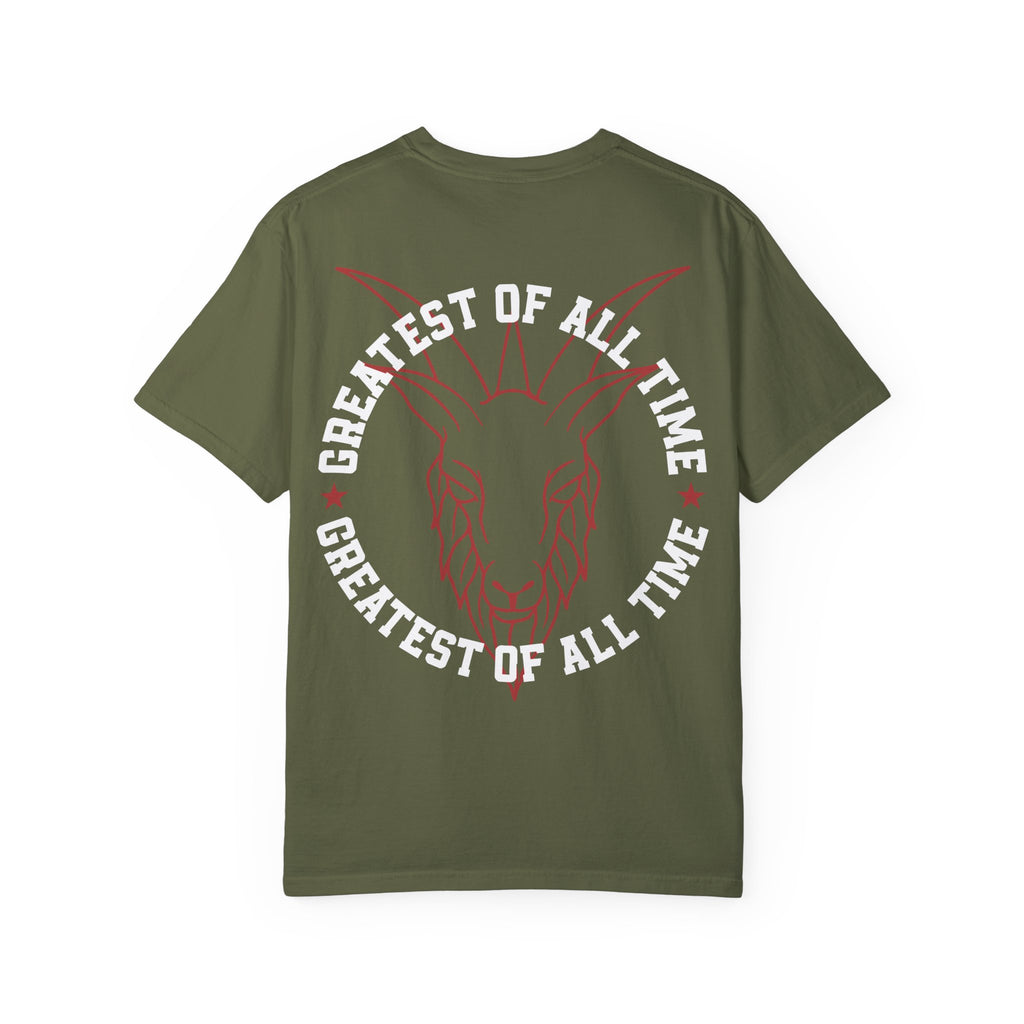Unisex Garment-Dyed T-shirt - 'Greatest of All Time' Goat Design