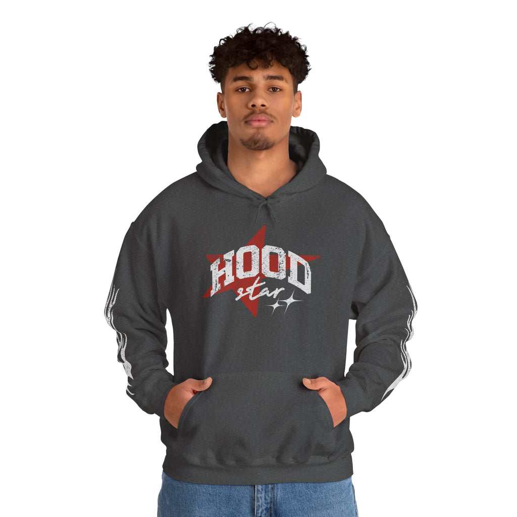 Hoodie — 'Hood Star' Flame Sleeve Hoodie | Grind Focus Vision Graphic Pullover