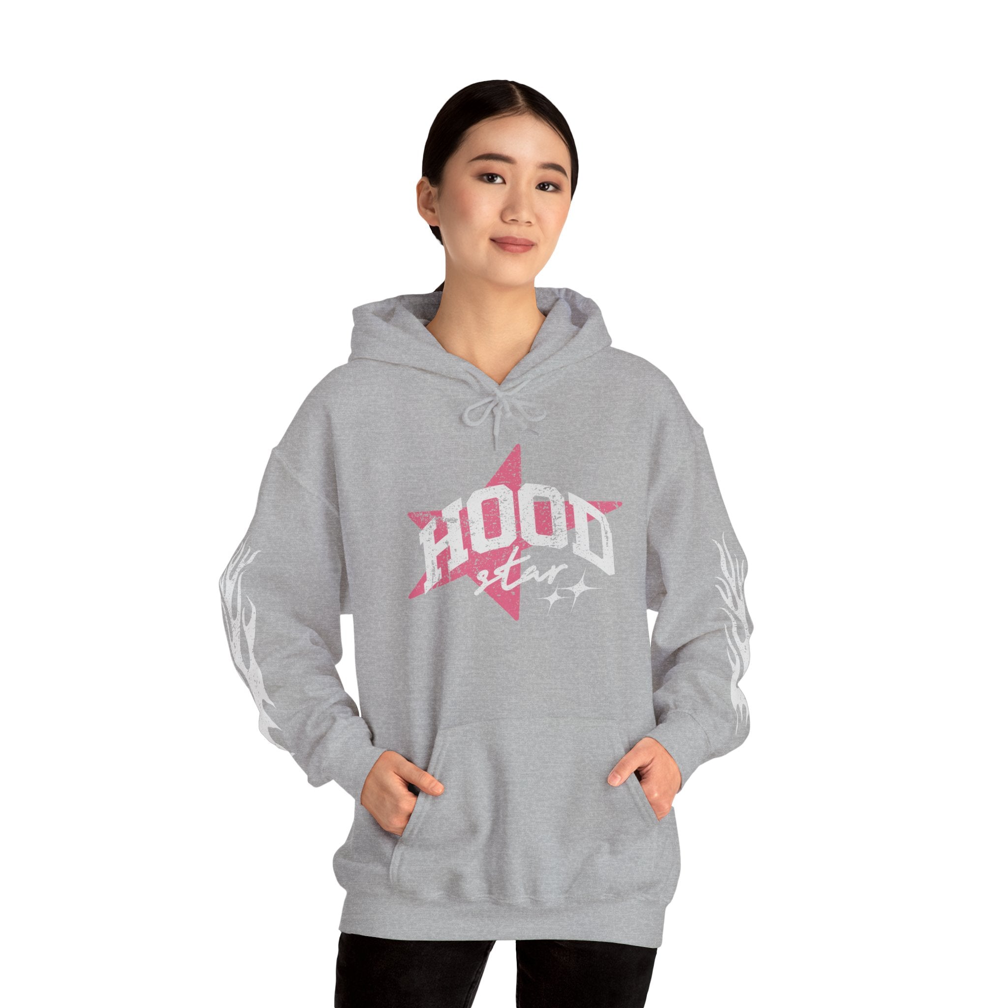 Hoodie — "Hood Star" Flame Sleeve Hoodie (Grind Focus Vision)