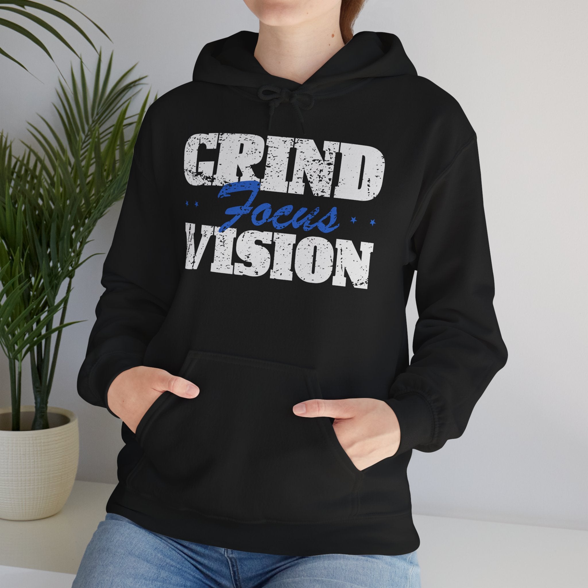 Blue Grind Focus Vision Hoodie — Motivational Fitness Streetwear