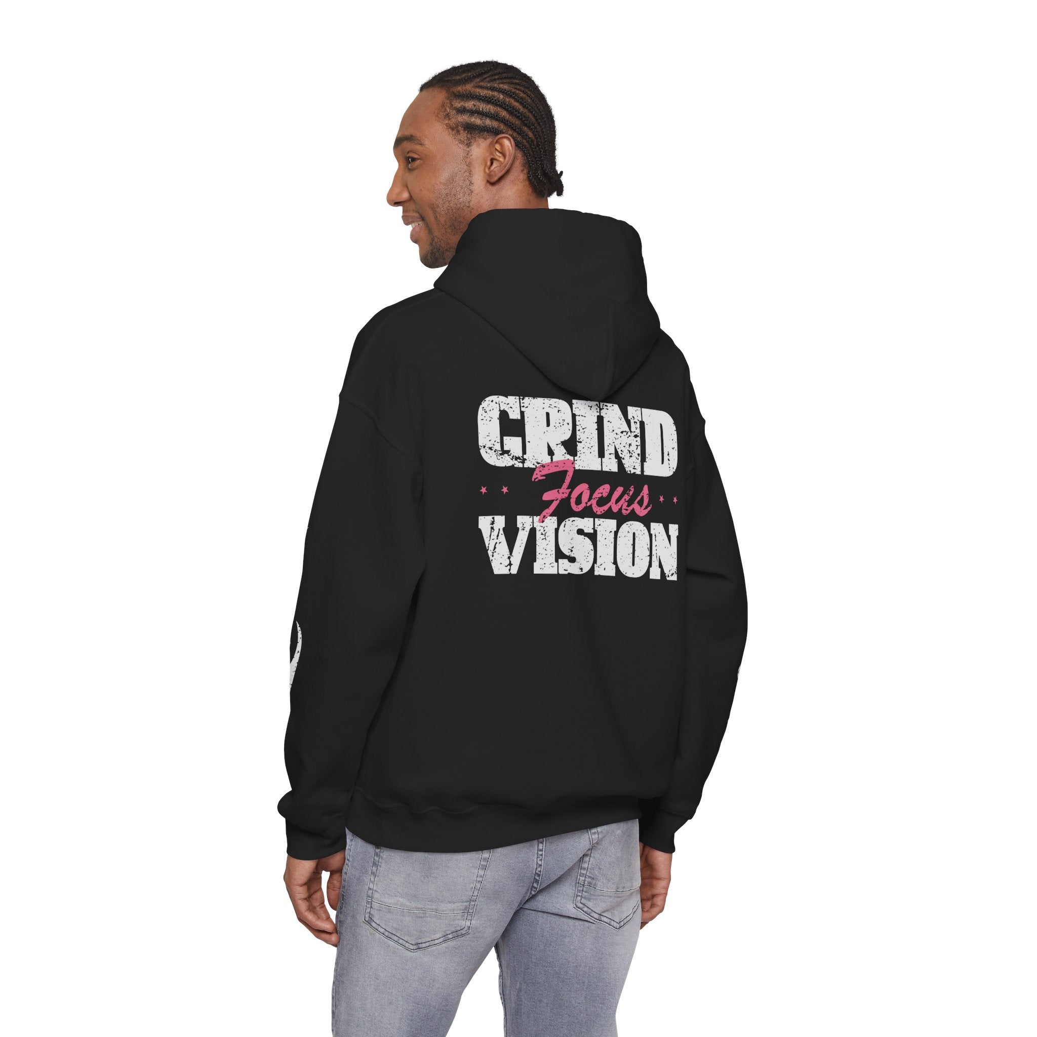 Hoodie — "Hood Star" Flame Sleeve Hoodie (Grind Focus Vision)